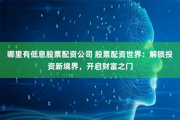 哪里有低息股票配资公司 股票配资世界：解锁投资新境界，开启财富之门